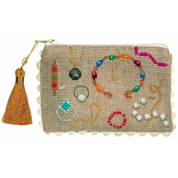 Le Bonheur des Dames bag counted cross stitch kit "Jewelry Case", 14,5x10,5cm, DIY