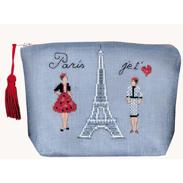 Le Bonheur des Dames bag counted cross stitch kit "Eiffel Tower Pochette", 16x13x5cm, DIY