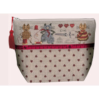 Le Bonheur des Dames bag counted cross stitch kit "Pochette Couture Cats", 23x17x8,5cm, DIY