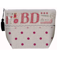 Le Bonheur des Dames bag counted cross stitch kit "Pochette Couture Initials", 23x17x8,5cm, DIY