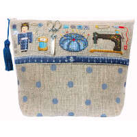 Le Bonheur des Dames bag counted cross stitch kit "Pochette Couture Japanese", 23x17x8,5cm, DIY
