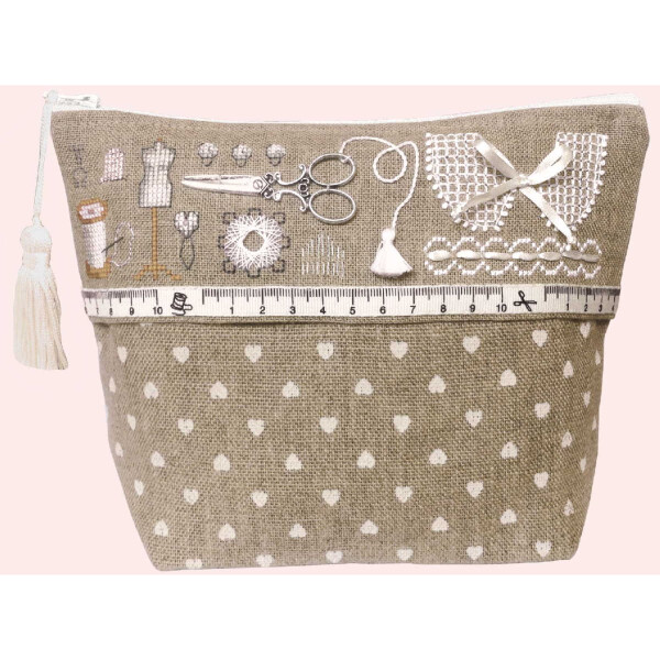 Le Bonheur des Dames bag counted cross stitch kit "Pochette White Couture", 23x17x8,5cm, DIY
