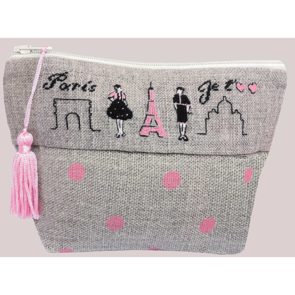 Le Bonheur des Dames bag counted petit point kit "Case Paris I Love You", 18x11x7cm, DIY