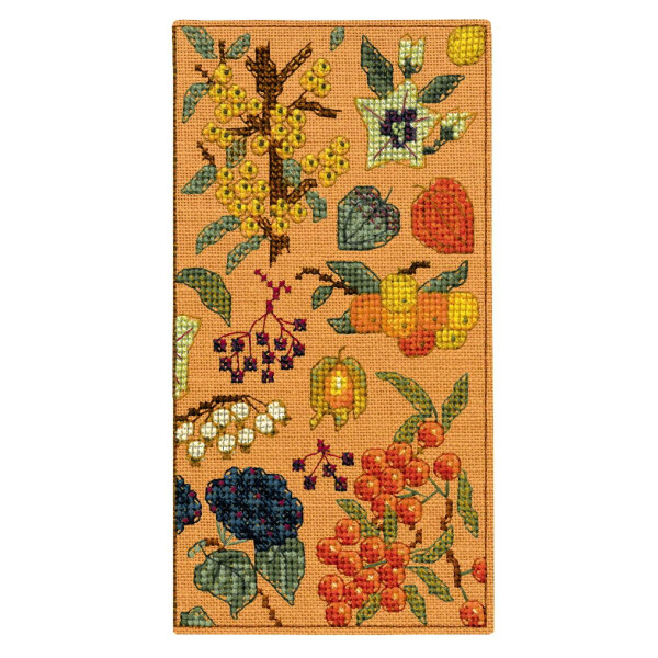 Le Bonheur des Dames glasses case counted cross stitch kit "Autumn Flowers - Berries", 8,5x16cm, DIY