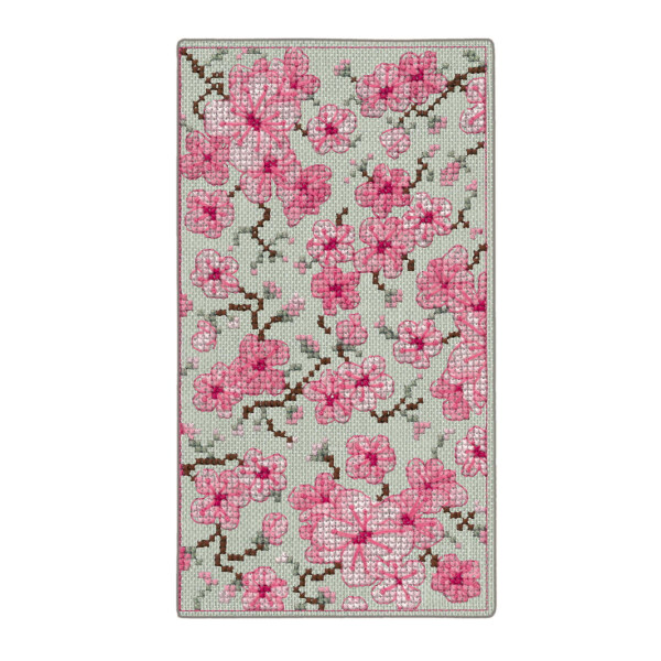 Le Bonheur des Dames Brillenetui Kreuzstich Stickpackung  "Sakura", Zählmuster, 8,5x16cm