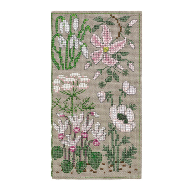 Le Bonheur des Dames glasses case counted cross stitch kit "White Flowers", 8,5x16cm, DIY