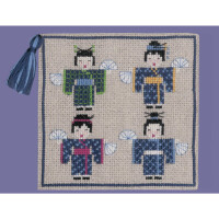 Le Bonheur des Dames needle case counted cross stitch kit "Japanese", 10,5x10,5cm, DIY