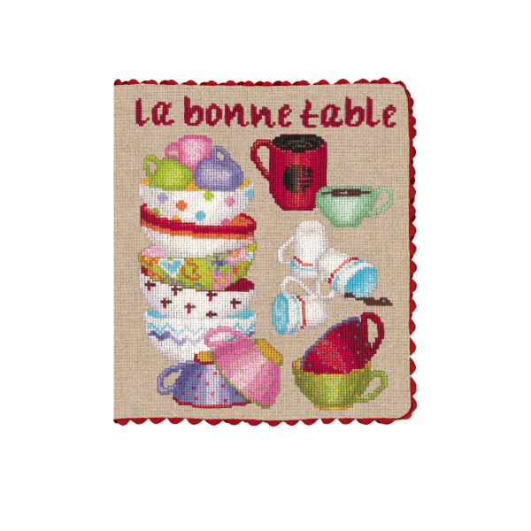 Le Bonheur des Dames notebook cover counted cross stitch kit "The Good Table", 17x22cm, DIY