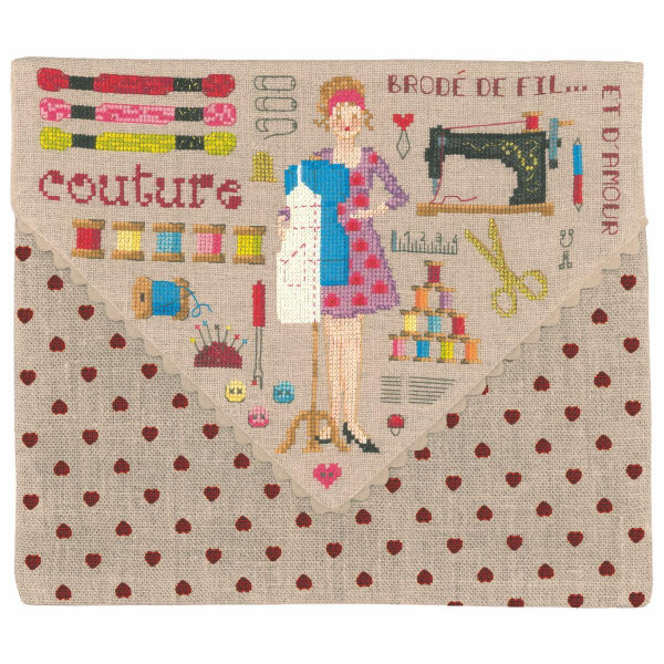 Le Bonheur des Dames bag counted cross stitch kit "Pochette Couture", 26x22cm, DIY