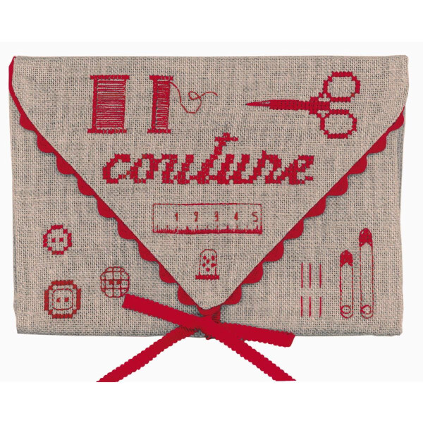 Sac Le Bonheur des Dames kit point de croix compté "Enveloppe Couture", 16x11,5cm