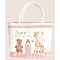Le Bonheur des Dames bag counted cross stitch kit "Handbag Couture Child - Pink", 22x19x8cm, DIY