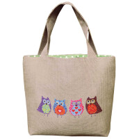 Le Bonheur des Dames bag counted cross stitch kit "Owl Bag",  31x33x8cm, DIY