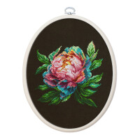 Luca-S counted cross stitch kit with hoop "Abalone Pearl Peony", 12x12cm, DIY