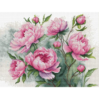 Luca-S counted cross stitch kit "The Charm of Peonies", 29x22cm, DIY