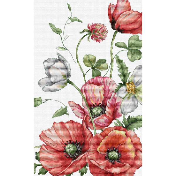 Luca-S counted cross stitch kit "The Field Poppies", 20x32cm, DIY