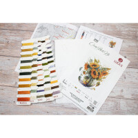 Luca-S counted cross stitch kit "Vase with Sunflower", 24x27cm, DIY
