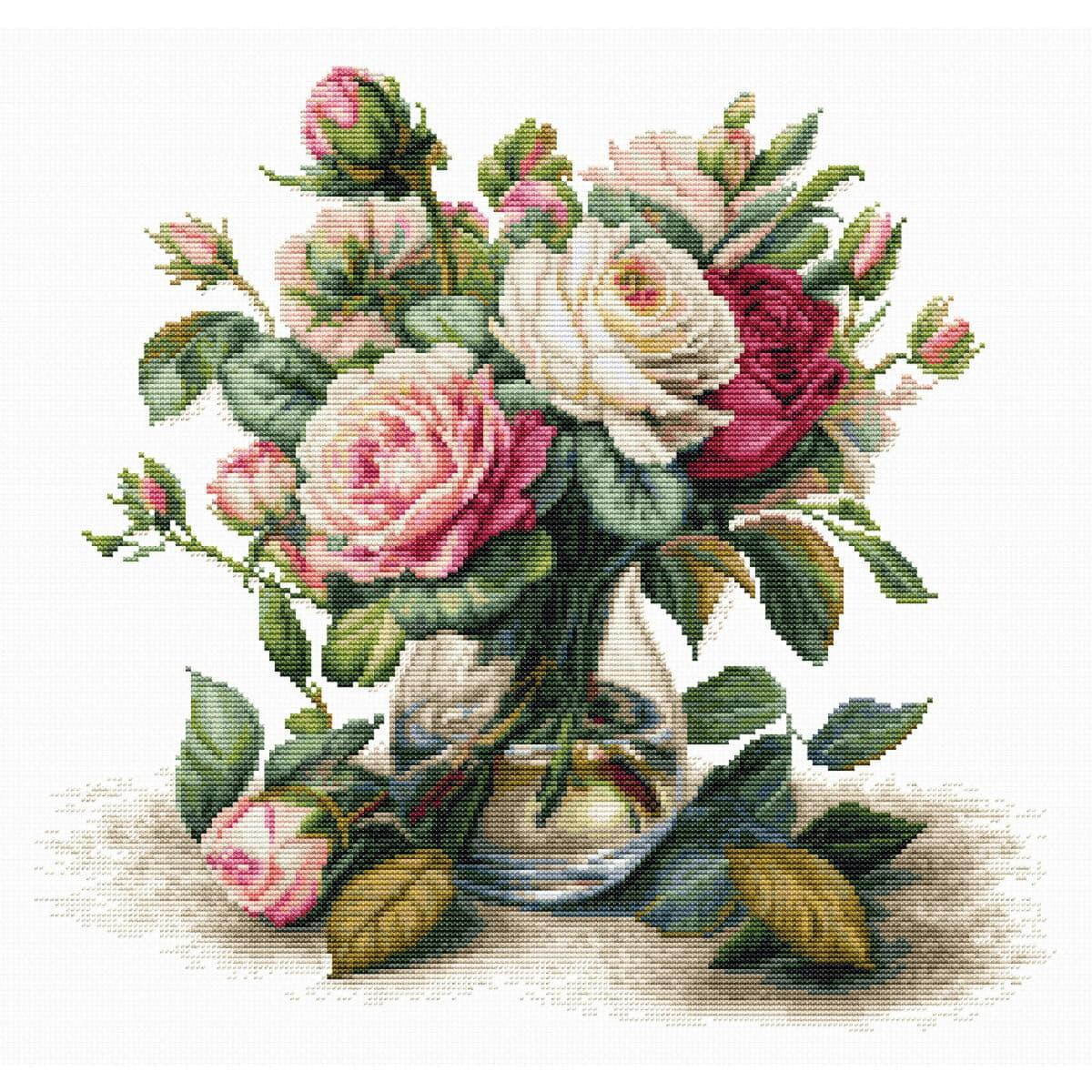 This Luca-s embroidery pack presents a bouquet of flowers...