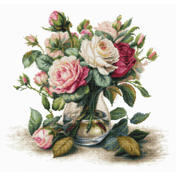 Luca-S counted cross stitch kit "Vase with Roses", 31x30cm, DIY
