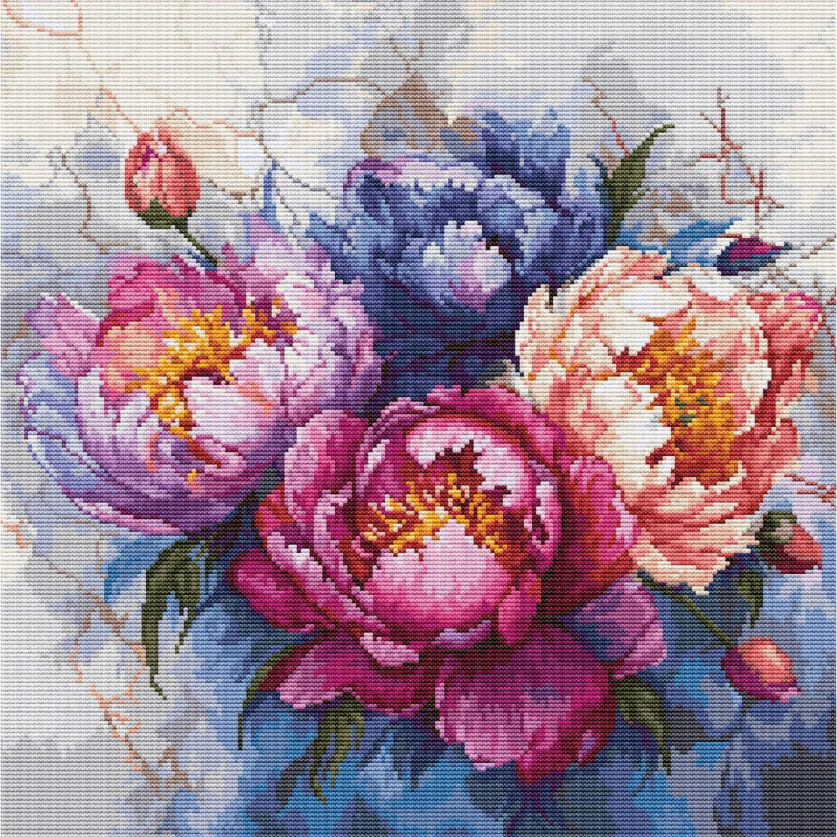 A colorful Luca-s embroidery pack with four fully bloomed...