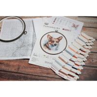 Luca-S counted cross stitch kit with hoop "Welsh Corgi", 14x15cm, DIY