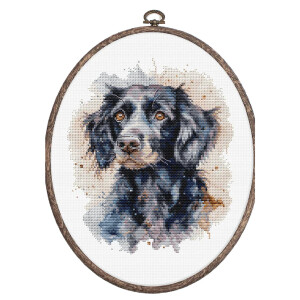 Luca-S counted cross stitch kit with hoop "The Border Collie", 17x20cm, DIY