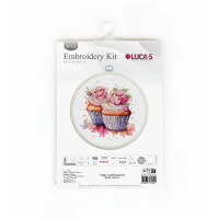 Luca-S Kreuzstich Stickpackung mit Stickrahmen "Die Cupcakes", Zählmuster, 12x12cm