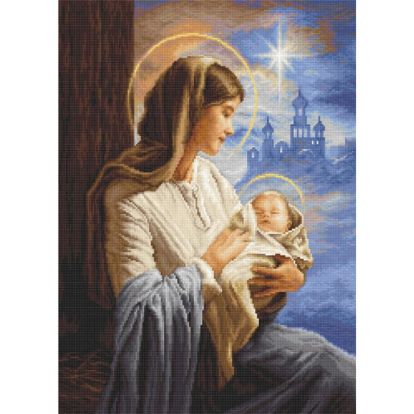 Luca-S counted cross stitch kit "Gold Collection Saint Mary and the Child", 29x40cm, DIY