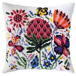 CDA stamped cross stitch kit cushion "Meadow...
