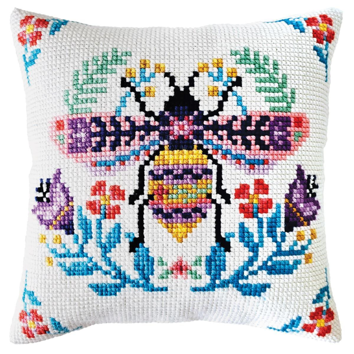 CDA stamped cross stitch kit cushion "Flower...