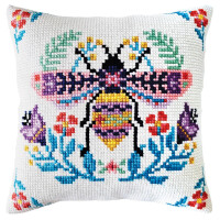 CDA stamped cross stitch kit cushion "Flower bee", 40x40cm, DIY