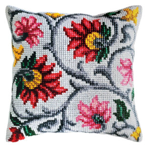 CDA stamped cross stitch kit cushion "Floral...