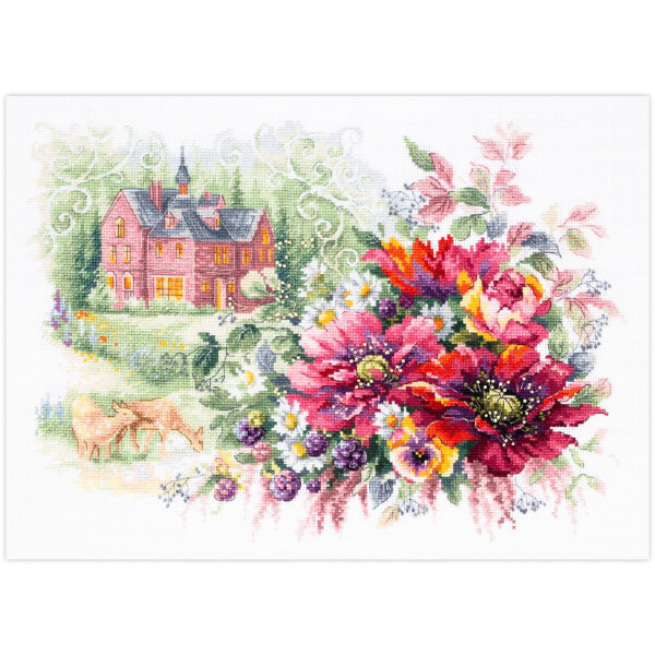 Magic Needle Zweigart Edition counted cross stitch kit "The Old Manor", 38x27cm, DIY