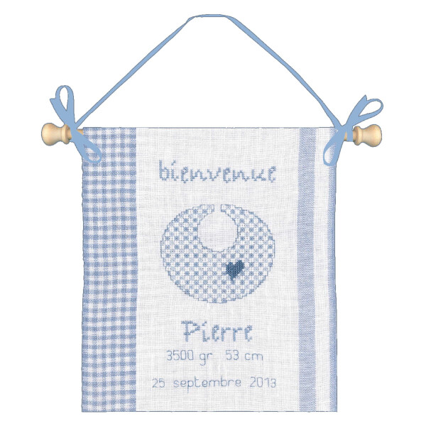 Le Bonheur des Dames telpakket "Welkom Geboorte Blauw", 20x24cm, DIY