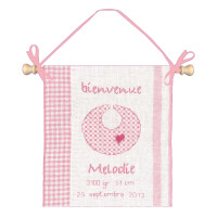 Le Bonheur des Dames counted cross stitch kit "Welcome Birth Pink", 20x24cm, DIY