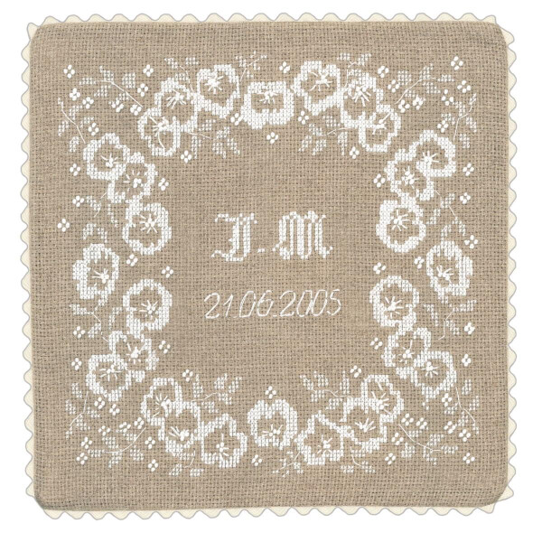 Le Bonheur des Dames counted cross stitch kit "Wedding Cushion IV", 20x20cm, DIY