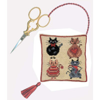 Le Bonheur des Dames counted cross stitch kit "Scissor Holder Cat", 7,5x7,5cm, DIY