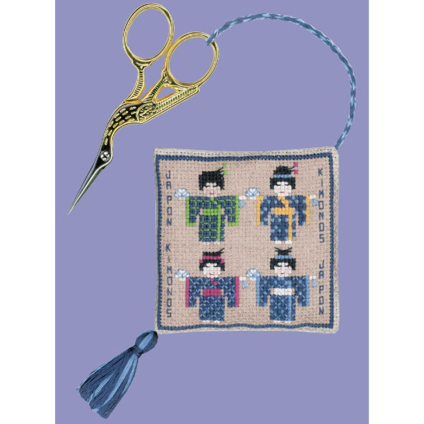 Le Bonheur des Dames counted cross stitch kit "Scissor Holder Japanese", 7,5x7,5cm, DIY