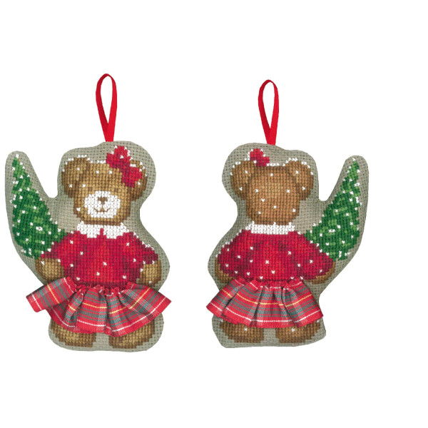 Le Bonheur des Dames counted cross stitch kit "Christmas Decoration Bear In A Skirt", 7x9cm, DIY