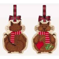 Le Bonheur des Dames counted cross stitch kit "Christmas Decoration Cat With A Scarf", 8x11cm, DIY