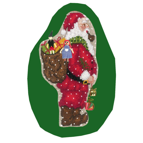 Набор для вышивки крестом Le Bonheur des Dames "Новогоднее украшение Рюкзак Деда Мороза", 8х15см, своими руками