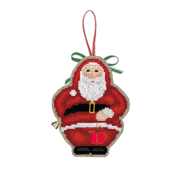Le Bonheur des Dames kit punto croce contato "Decorazione natalizia Babbo Natale con campanella", 7x9cm, fai da te
