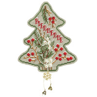 Le Bonheur des Dames Kreuzstich Stickpackung  "Weihnachtsbaumdekoration Willkommen Baum mit Beeren", Zählmuster, 11x13cm
