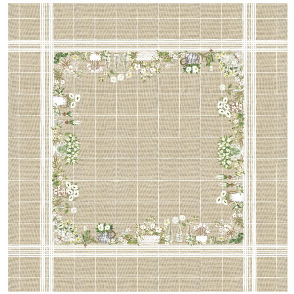 Le Bonheur des Dames counted cross stitch kit "Tablecloth December Flowers", 140x140cm, DIY