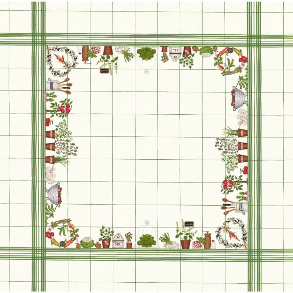 Le Bonheur des Dames counted cross stitch kit "Tablecloth Vegetables", 140x140cm, DIY