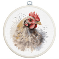 Luca-S kit punto croce contato con telaio "The Chicken", 15x16cm, fai da te