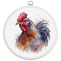 Luca-S counted cross stitch kit with hoop "The Cock", 13,5x15cm, DIY
