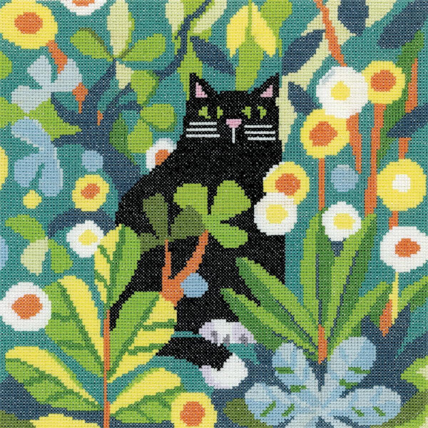 Heritage counted cross stitch kit evenweave fabric "Black Cat (L)", CZBC1682-E, 25,5x25,5cm, DIY