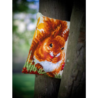 Vervaco stamped cross stitch kit cushion "squirrels in autumn", 40x40cm, DIY