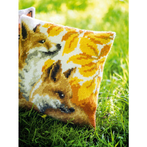 Vervaco stamped cross stitch kit cushion "foxes in...