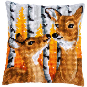 Vervaco stamped cross stitch kit cushion "deer", 40x40cm, DIY